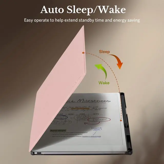 Alt view image 4 of 5 - CoBak Case for Remarkable Paper Pro Color Tablet 11.8" 2024 Released- Smart Auto Sleep/Wake Folio Lightweight Protective Cover with Built-in Pen Holder and Nibs Holder (Rosegold)