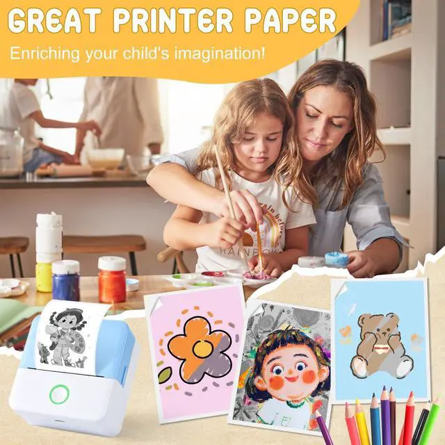 Alt view image 3 of 5 - Print Pods Mini Printer, Thermal Inkless Sticker Maker with 20 Rolls Printing Paper, Pocket Printpod for phone, Impresora Portátil for Notes, Flashcards, Journal, DIY, Compatible with iOS & Android