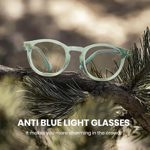 Alt view image 2 of 5 - Cyxus Round Blue Light Blocking Glasses Women Men Nerd Small Circle Computer Glasses Bio-acetate Frame Anti Eyestrain 8226