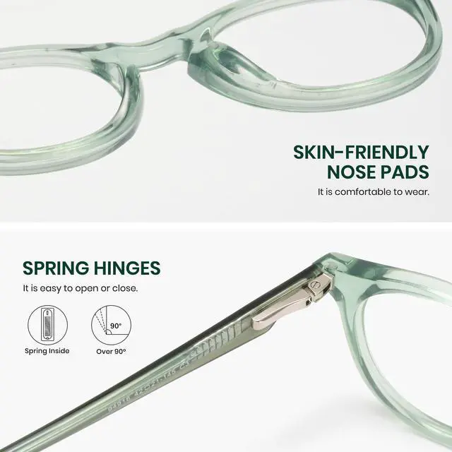 Alt view image 4 of 5 - Cyxus Round Blue Light Blocking Glasses Women Men Nerd Small Circle Computer Glasses Bio-acetate Frame Anti Eyestrain 8226