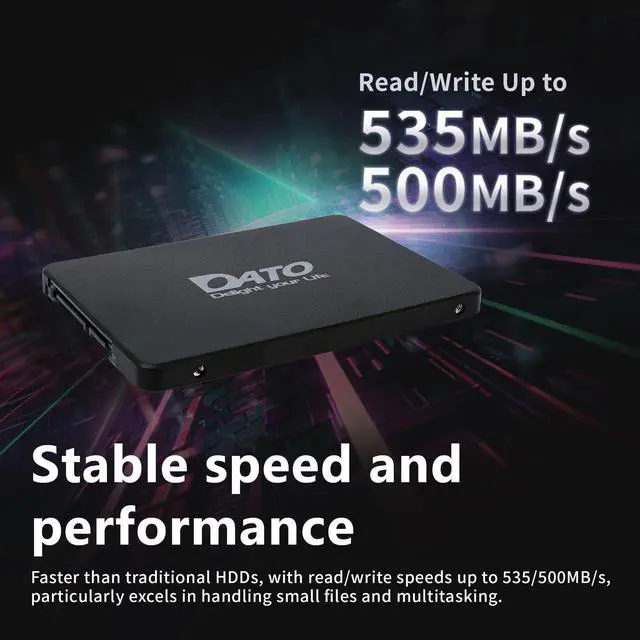 Alt view image 3 of 5 - DATO 512GB SSD 2.5" SATA III Internal Solid State Drive, 3D NAND, SLC Cache, Up to 535/500 MB/s, Compatible with Laptop & PC Desktop
