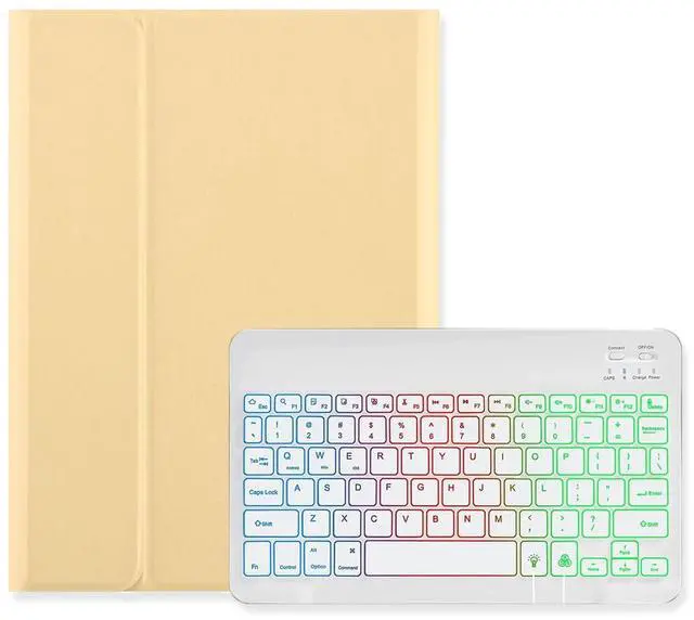 Main image of Backlit Keyboard Case for iPad 9th Gen/8th Gen/7th Gen 10.2 inch 2021/2020/2019, iPad Pro 10.5"/iPad Air 3rd Gen Case with Keyboard Backlight Detachable keyboard Cute Candy Color Case ,Yellow+White
