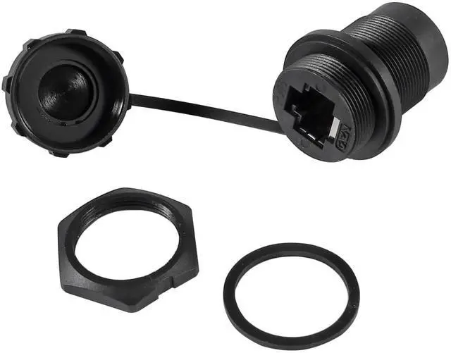 Alt view image 4 of 5 - 10Pcs RJ45 Connector CAT6 8P8C Panel Mount Shielded Ethernet LAN Bulkhead Ethernet Cable Coupler Extension Adapter Double Head Female to Female with Waterproof/Dust Cap