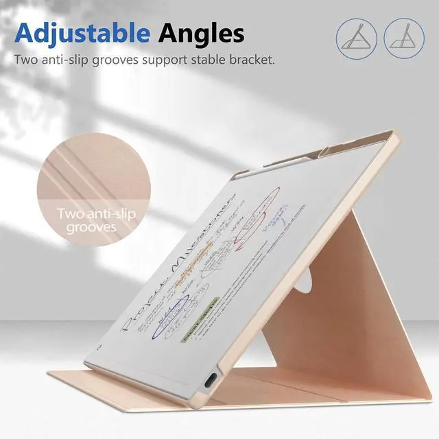 Alt view image 4 of 5 - E NET-CASE Case for Remarkable Paper Pro Color 11.8"- Multi-Viewing & Auto Sleep/Wake Book Folio Cover with Built-in Pen Holder for Remarkable Paper Pro Tablet 11.8 inch 2024 Released (Pink-Book)