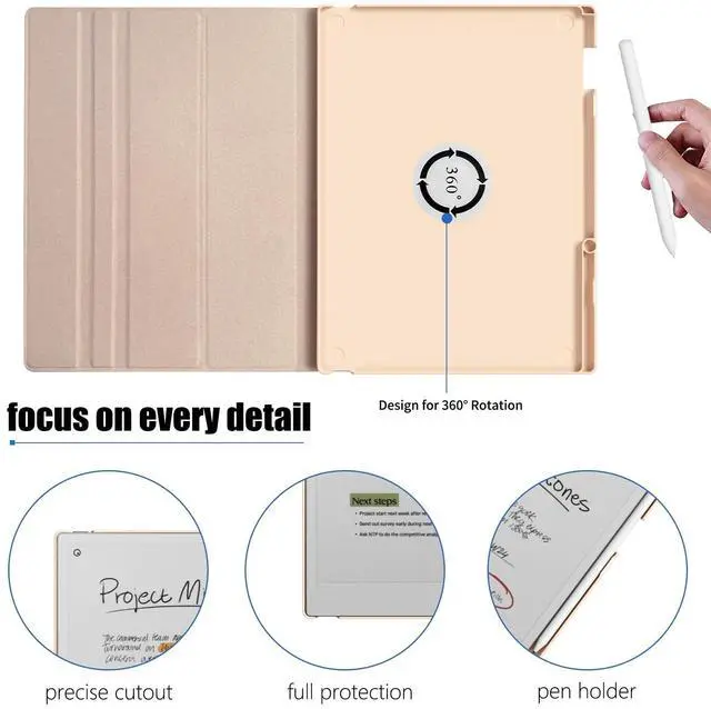 Alt view image 5 of 5 - E NET-CASE Case for Remarkable Paper Pro Color 11.8"- Multi-Viewing & Auto Sleep/Wake Book Folio Cover with Built-in Pen Holder for Remarkable Paper Pro Tablet 11.8 inch 2024 Released (Pink-Book)