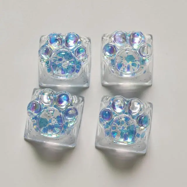 Alt view image 2 of 5 - Elacgap Cat Claw Keycap Cute Drip Glue Backlight Keycaps DIY ESC Arrow Key Keycap Replacement for Cherry MX Gaming Mechanical Keyboard (4Keys Blue)