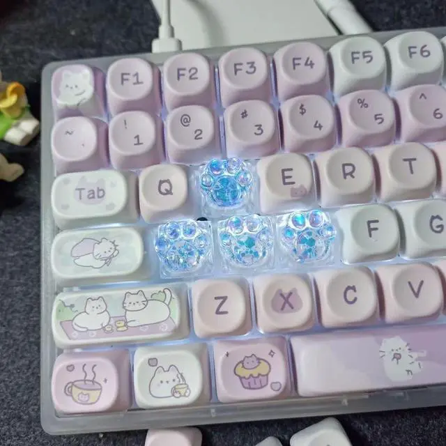 Alt view image 3 of 5 - Elacgap Cat Claw Keycap Cute Drip Glue Backlight Keycaps DIY ESC Arrow Key Keycap Replacement for Cherry MX Gaming Mechanical Keyboard (4Keys Blue)