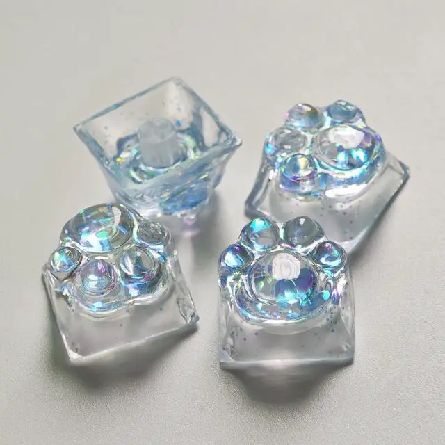Alt view image 5 of 5 - Elacgap Cat Claw Keycap Cute Drip Glue Backlight Keycaps DIY ESC Arrow Key Keycap Replacement for Cherry MX Gaming Mechanical Keyboard (4Keys Blue)