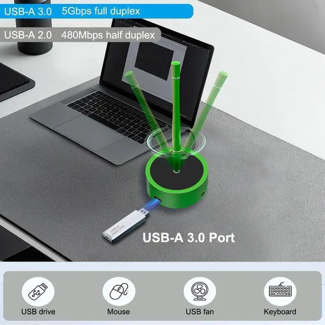 Alt view image 4 of 5 - Elenzk Magnetic Floating Ballpoint Pen for Men & Women, Luxury Gift with Dock Base, Fine Point Black Ink Sign Pen, Innovative Desk Gadget, Unique Gift for Business Owner and Christmas (Green)