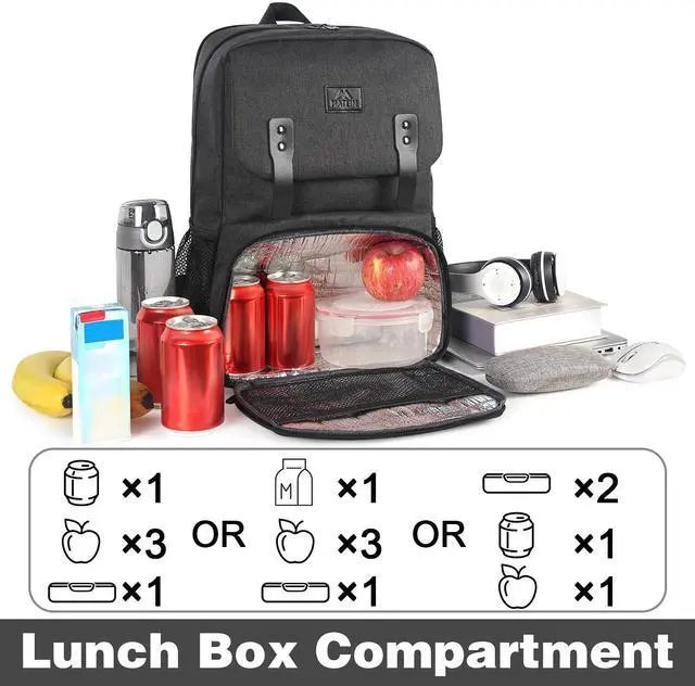 Alt view image 3 of 5 - MATEIN Lunch Backpack, 15.6 Inch Insulated Cooler Lunchbox Backpacks with USB Port for Women Work, Water Resistant Lunch Bag Travel Laptop Dackpack for College Business, Gifts for Men