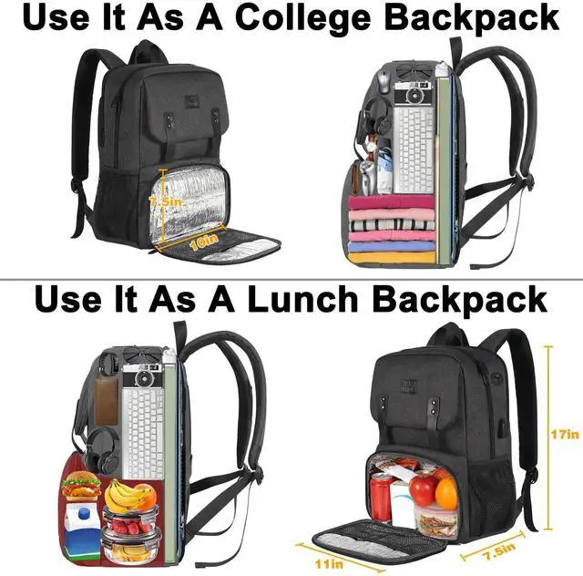 Alt view image 4 of 5 - MATEIN Lunch Backpack, 15.6 Inch Insulated Cooler Lunchbox Backpacks with USB Port for Women Work, Water Resistant Lunch Bag Travel Laptop Dackpack for College Business, Gifts for Men
