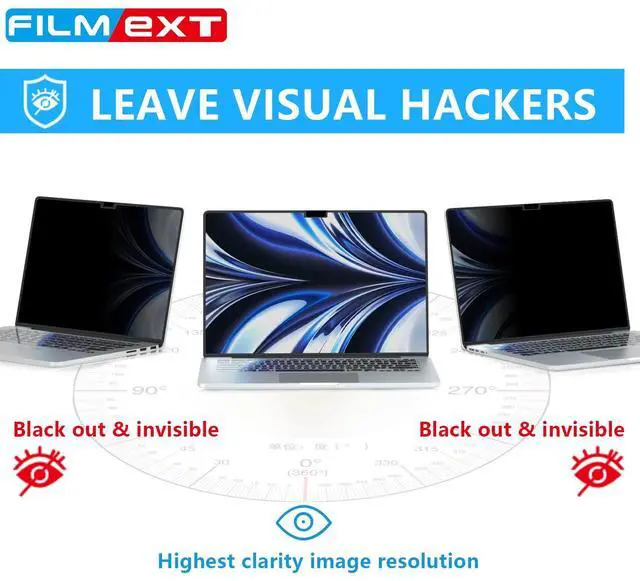 Alt view image 3 of 5 - FILMEXT MacBook Air M2 13.6-inch Screen Protector, Privacy Shield, 2022 Release (A2681), Polyethylene Terephthalate, 1 Piece