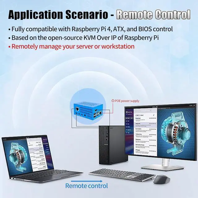 Alt view image 3 of 5 - Remote Control Server for Raspberry Pi 4B - Open Source Remote Management Solution with ATX Control, HDMI Capture, PoE, OLED Display & Metal Enclosure