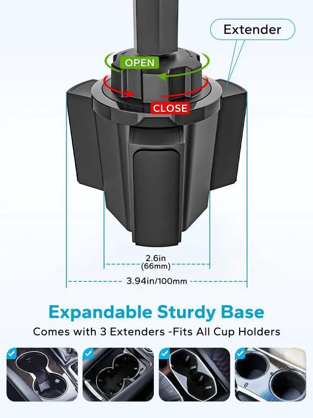 Alt view image 3 of 5 - GDZN Dual Tablet Holder for Car Cup Holder - Heavy Duty [Double Metal Arm] Truck Tablet Cup Holder for iPad Pro 12.9, Galaxy Tab, Fire, 4.7-13" Tablets and Phones