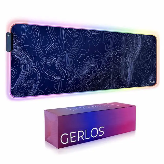Main image of Gerlos RGB Large Gaming Mouse Pad, Extended Soft LED Mouse Pad, Non-Slip Rubber Base, Water Resist Keyboard Pad, Computer Mousepad 31.5×11.8 inches