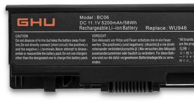 Alt view image 3 of 5 - GHU New 6 Cells Battery 58 Wh Replacement for WU946 KM958 312-0701 312-0702 KM901 KM905 MT264 MT276 MT277 RM803 WU960 RM855 Compatible for Dell Studio 1535 1536 1537 1555 1557 1558 PP33L PP39L