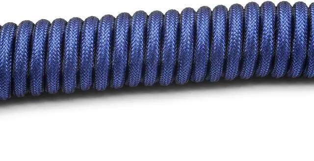 Alt view image 2 of 5 - Glacier Premium Durable Quality Braided USB-C to USB-A Coiled Cable with Detachable Metal Aviator Connector Plug for Mechanical Keyboard (Navy)