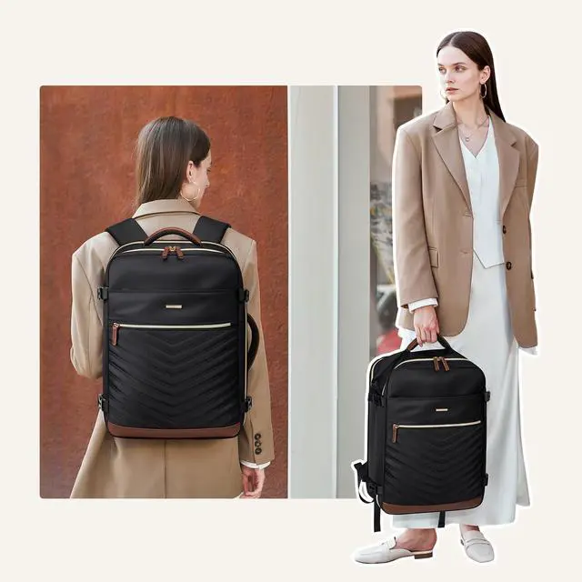 Alt view image 2 of 5 - GOLF QUALITY Travel Backpack for Women - Carry On Travel Laptop Backpack,Personal Item Travel Bag Waterproof Large Casual Daypack Backpack for Business Trip Weekender,17.3Inch,Black
