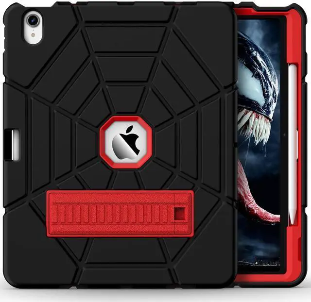 Main image of Grifobes for iPad Air 13 inch (M3/M2) 2025/2024, Heavy Duty Shockproof Rugged Protective Cover with Pencil Holder Built-in Stand for i Pad Air 6th Gen 13" for Kids Boys (Black+Red)