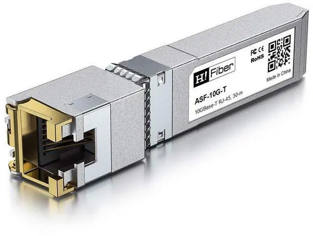 Alt view image 2 of 5 - H!Fiber 10Gb SFP+ RJ45 Transceiver, 10Gbase-T SFP+ Ethernet Copper Module Support 10G/5G/2.5G, CAT.6a/7, 30m, for Cisco SFP-10G-T-S, Ubiquiti UF-RJ45-10G, UniFi, TP-Link, Fortinet, Netgear, D-Link