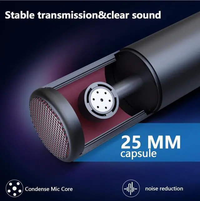 Alt view image 2 of 5 - Hayner-Seek Podcast Studio 48V Condenser Microphone, Plug and Play with Microphone arm, Suitable for Professional Podcast Recording, Gaming, Live Streaming