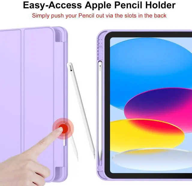 Alt view image 5 of 5 - iMieet iPad (A16) Case 11th Gen/iPad 10th Generation Case [11-Inch 2025/10.9 Inch 2022] with Pencil Holder, Trifold Stand Smart Cover with Soft TPU Back,Auto Wake/Sleep(Clove Purple)