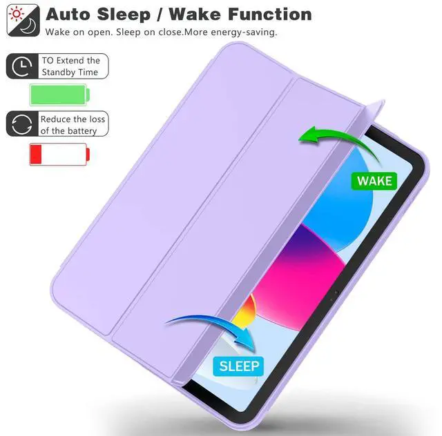 Alt view image 4 of 5 - iMieet iPad (A16) Case 11th Gen/iPad 10th Generation Case [11-Inch 2025/10.9 Inch 2022] with Pencil Holder, Trifold Stand Smart Cover with Soft TPU Back,Auto Wake/Sleep(Clove Purple)