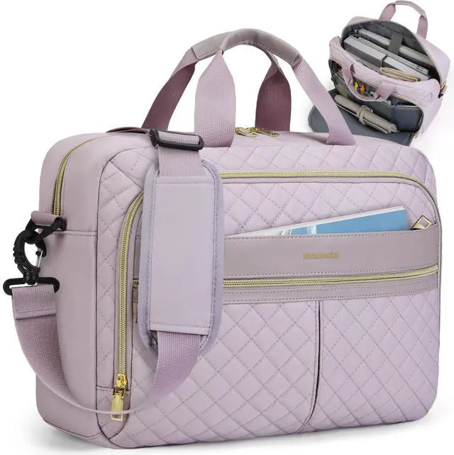 Main image of IGOLUMON Laptop Bag 15.6 Inch Laptop Briefcase for Women Men Waterproof Shoulder Computer Messenger Bag Large Laptop Bag Business Office Work Travel College, Grayish Purple