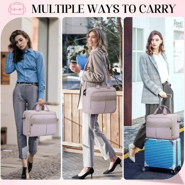 Alt view image 2 of 5 - IGOLUMON Laptop Bag 15.6 Inch Laptop Briefcase for Women Men Waterproof Shoulder Computer Messenger Bag Large Laptop Bag Business Office Work Travel College, Grayish Purple