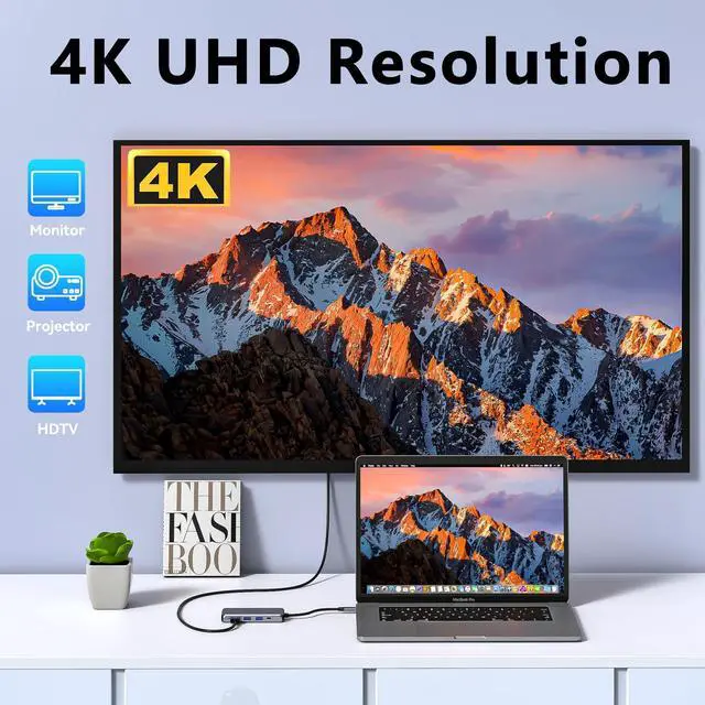 Alt view image 3 of 5 - USB C Hub Multiport Adapter, 10 in 1 USB C Docking Station with 4K HDMI, VGA, Ethernet, PD Port, 3 USB 3.0, SD/TF Card Reader and Mic/Audio for Dell/HP/Lenovo or More Type C Laptops