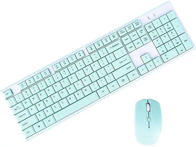 Main image of Wireless Keyboard Mouse Combo, Full Sized 2.4G Cordless Keyboard with Silent Chocolate Keys Multimedia, Ultra-Thin Cute Keyboard and 1600dpi Mouse Set for Computer PC Laptop (Green)
