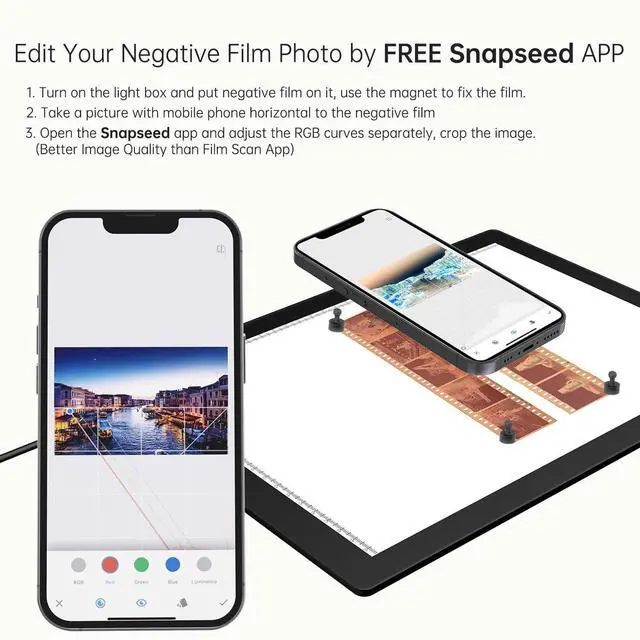 Alt view image 4 of 5 - JHFart Magnetic Slide Viewer Light 5600K 12x8 Ultra-Thin Adjustable Brightness Backlight for Slides and 35mm Film Negative Scanning