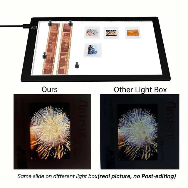 Alt view image 5 of 5 - JHFart Magnetic Slide Viewer Light 5600K 12x8 Ultra-Thin Adjustable Brightness Backlight for Slides and 35mm Film Negative Scanning