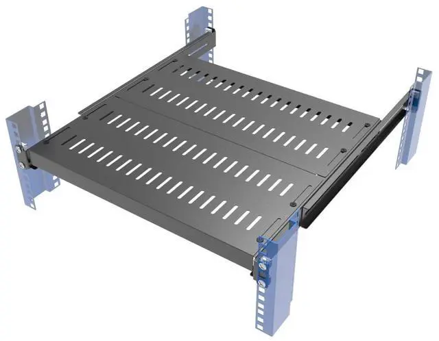Main image of JINGCHENGMEI 1U Vented 4-Post Adjustable Server Shelf- Universal Tray 16.5-29" Adjustable Mounting Depth for 19 Inch Network Equipment Server Rack or Cabinet, Black