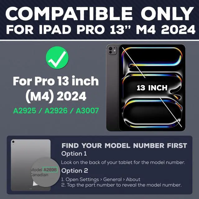 Alt view image 2 of 5 - KAIJIAbox Case for iPad Pro 13 Inch M4 2024,Full Body PU Leather Auto Sleep/Wake Shockproof Cover with Pencil Holder,Card Slot,Strong Magnetic Multi-Angle Stand(Dark Blue)