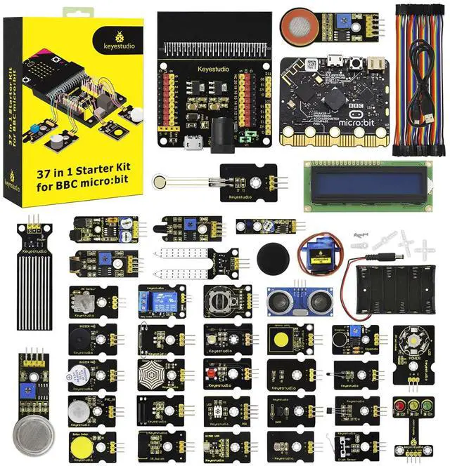Main image of KEYESTUDIO 37 Sensors Starter Kit with Microbit V2.2 Board, Easy to Learn Microbit V2 Coding for Beginners Teens Adults