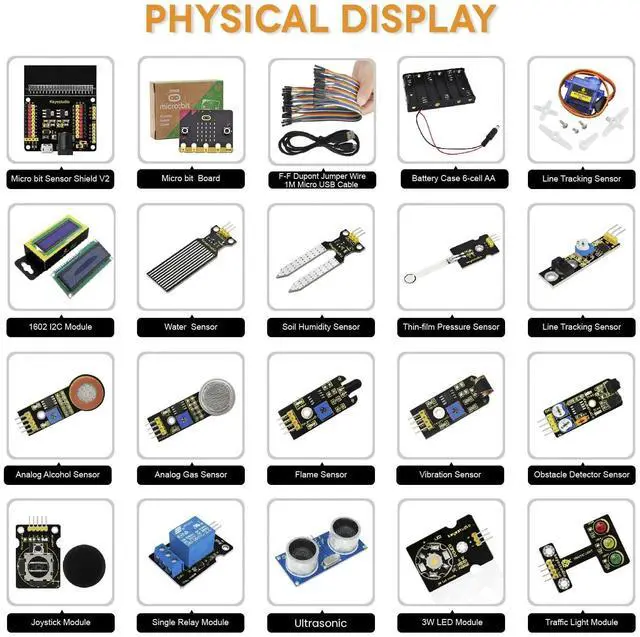 Alt view image 3 of 5 - KEYESTUDIO 37 Sensors Starter Kit with Microbit V2.2 Board, Easy to Learn Microbit V2 Coding for Beginners Teens Adults