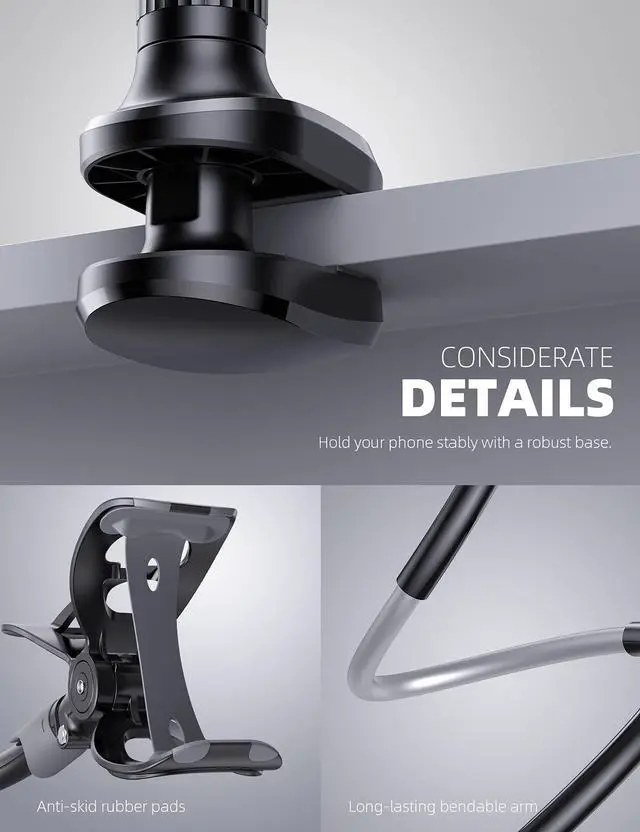 Alt view image 5 of 5 - Lamicall Gooseneck Phone Holder and Wooden Laptop Stand