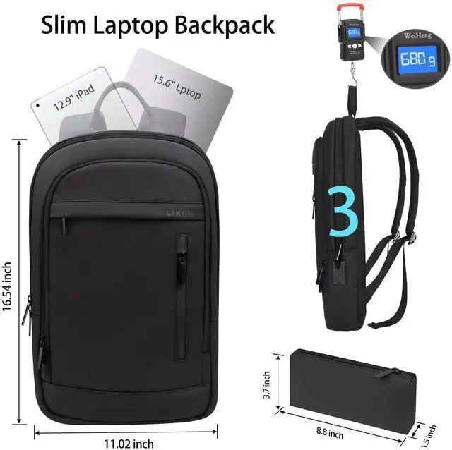 Alt view image 2 of 5 - Business Backpack for Men Lightweight Commute Laptop Backpack Anti-Theft Water Resistant Backpack 15.6 Inch Computer Backpack for Daily Office Work with Small Bag