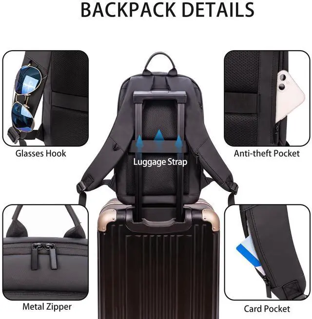 Alt view image 4 of 5 - Business Backpack for Men Lightweight Commute Laptop Backpack Anti-Theft Water Resistant Backpack 15.6 Inch Computer Backpack for Daily Office Work with Small Bag
