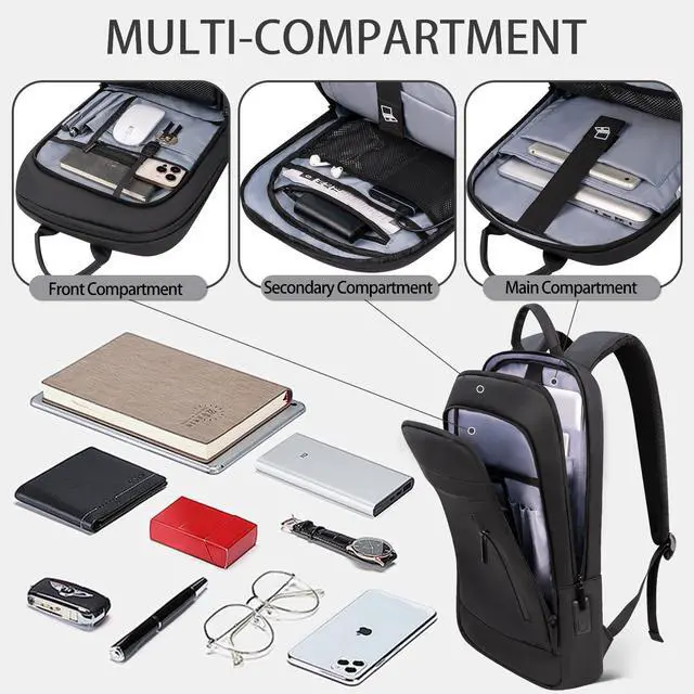Alt view image 5 of 5 - Business Backpack for Men Lightweight Commute Laptop Backpack Anti-Theft Water Resistant Backpack 15.6 Inch Computer Backpack for Daily Office Work with Small Bag