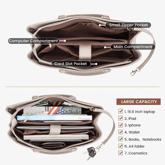 Alt view image 4 of 5 - LOVEVOOK Laptop Tote Bag for Women, Office Work Bag Briefcase fit for 15.6 inch Laptop, Large Capacity Teacher Computer Bag Handbag