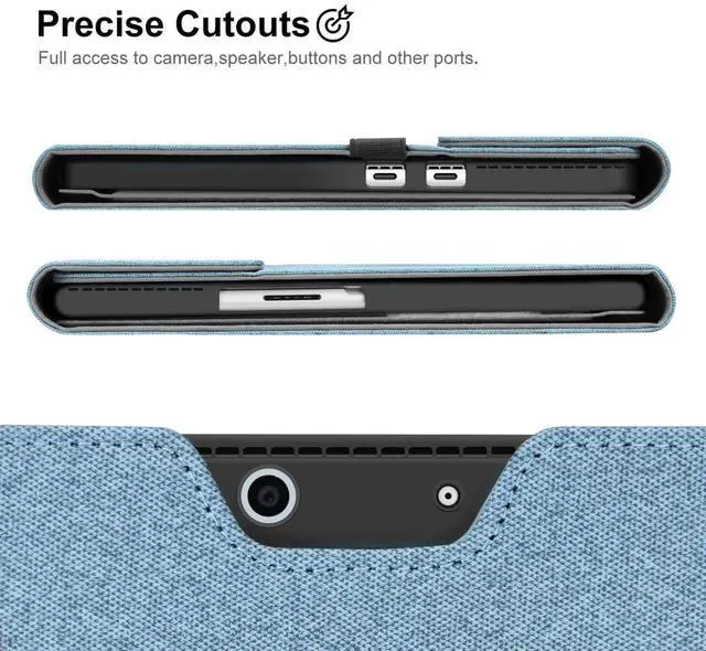 Alt view image 3 of 5 - Megoo Surface Pro 9 Case for Microsoft Surface Pro 11/10/9 13", Multiple Angle Adjustment Folio Case Cover with Stylus Pen Holder Compatible with Type Cover Keyboard (Light Blue)
