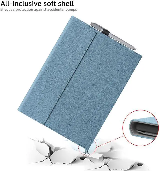 Alt view image 4 of 5 - Megoo Surface Pro 9 Case for Microsoft Surface Pro 11/10/9 13", Multiple Angle Adjustment Folio Case Cover with Stylus Pen Holder Compatible with Type Cover Keyboard (Light Blue)