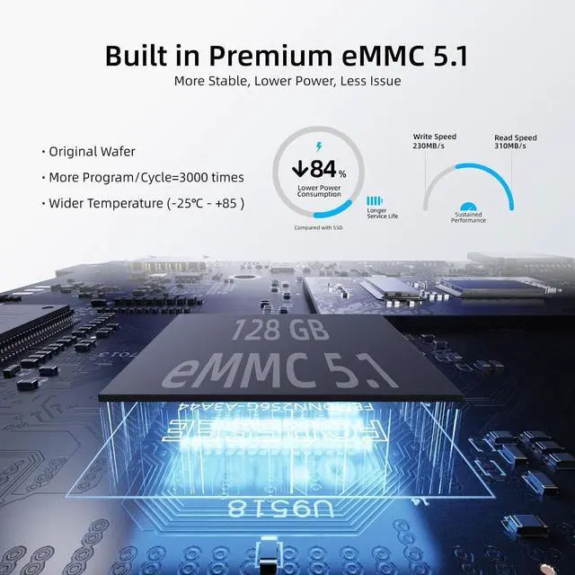 Alt view image 4 of 5 - MeLE Quieter3C Fanless Mini PC, Celeron N5105, 8GB RAM, 128GB Storage, Full-Function USB-C, WiFi 5, Support Triple Screen Display, Slim Desktop on Industrial, Home, Office