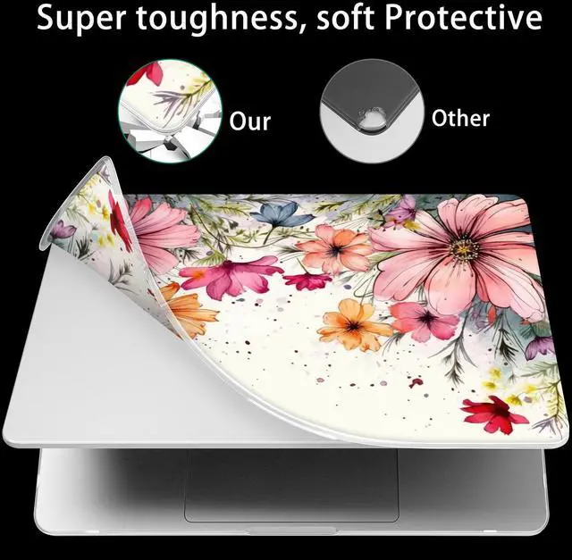 Alt view image 2 of 5 - Mektron Case Compatible with MacBook Air 15.3 inch Printed Cover 2024/2023 M3 A3114 M2 A2941, [Same as Bare MacBook] Protective Hard Shell with Fold Kickstand, Colorful Floral