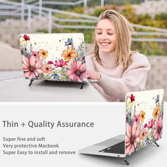 Alt view image 4 of 5 - Mektron Case Compatible with MacBook Air 15.3 inch Printed Cover 2024/2023 M3 A3114 M2 A2941, [Same as Bare MacBook] Protective Hard Shell with Fold Kickstand, Colorful Floral
