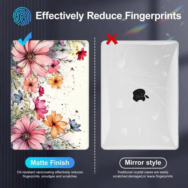 Alt view image 5 of 5 - Mektron Case Compatible with MacBook Air 15.3 inch Printed Cover 2024/2023 M3 A3114 M2 A2941, [Same as Bare MacBook] Protective Hard Shell with Fold Kickstand, Colorful Floral