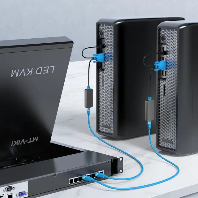 Alt view image 2 of 5 - MT-VIKI 2 Pack USB VGA to RJ45 Dongle, Work for MT-VIKI CAT6 KVM Switch (1708MS-IP) Extend Distances up to 230ft/70m from KVM Console to Servers