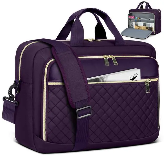 Main image of NEWHEY Laptop Bag 17.3 Inch Laptop Briefcase for Women Men Waterproof Shoulder Messenger Bag Large Computer Bag for Business Office Work College, Purple